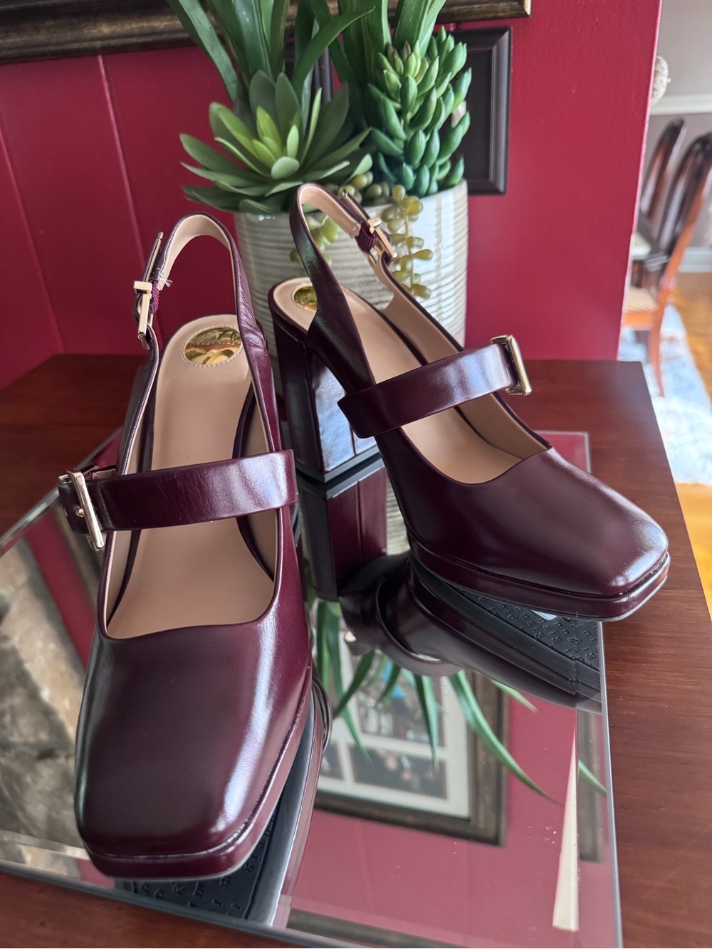 Gianni Bini Burgundy Slingback Mary Jane Pumps